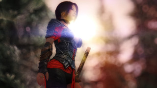 Renaissance woman red black sword - len free wallpaper