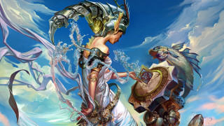 Woman white dress sword dragon 3 - a sword and a dragon free wallpaper