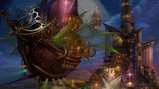 Futuristic city clock tower dragon - a futuristic city free wallpaper