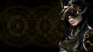 Gothic fantasy mask dress gold - a gold background free wallpaper