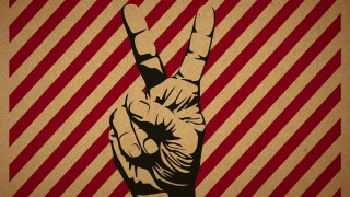 Peace sign red white striped - punk art free wallpaper