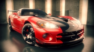 Red sports car black stripes 2 - hood free wallpaper