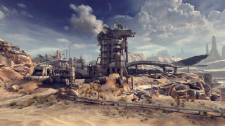 Futuristic city mountain bridge sunset - a futuristic city free wallpaper