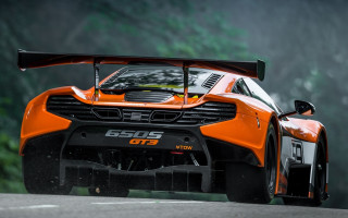 Orange sports car road trees 2 - widescreen free wallpaper