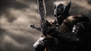 Armored man sword cloudy sky - a man in armor holding free wallpaper