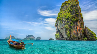 Boat rocks ocean group fishing 2 - free ship wallpaper