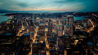 City night lights water bridge - new objectivity free wallpaper