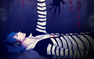 Creepy anime gothic bed blue - anime art free wallpaper