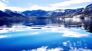 Lake mountains blue sky clouds 21 - lake free wallpaper