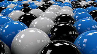 Black white balls blue tops - abstract illusionism free wallpaper