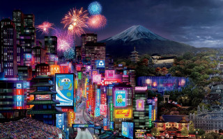 Tokyo fireworks mountain cityscape night - cloud and a sky free wallpaper