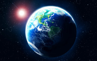 Earth sun stars planet glowing - a blue earth free wallpaper