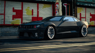 Black sports car graffiti building - the side of the road in front free wallpaper