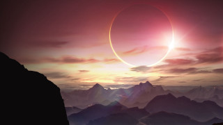 Large object flying mountain sunset - in the sky free wallpaper
