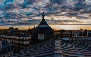 City dome clock sunset cloudy - paris school free wallpaper