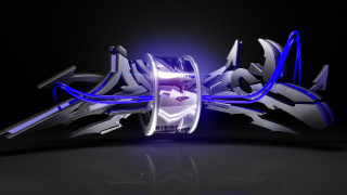 Futuristic polearm blue lights abstract - abstract art free wallpaper