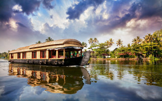 House boat cloudy sky palm - cloudy free wallpaper