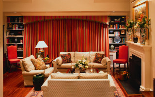 Living room couch fireplace red - rembrandt free wallpaper