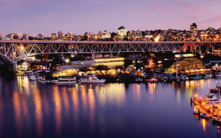 Harbor boats bridge night lights - the boat free wallpaper