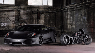 Black sports car motorcycle garage 4 - a garage area free wallpaper