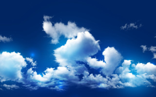 Blue sky clouds plane sun 2 - a bright sun in the distance free wallpaper