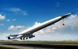 Jetliner takeoff digital rendering clouds - an airport runway free wallpaper