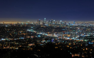 City night lights trees sky - elbridge ayer burbank free wallpaper