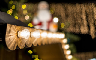 Black umbrella santa christmas lights - bokeh free wallpaper