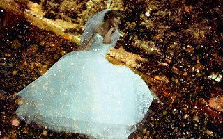 Wedding dress woman rain leaves - a woman in a wedding dress free wallpaper