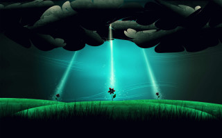 Cartoon person field lights sky - the sky above them free wallpaper