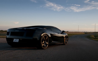 Black sports car evening cloudy - matte finish free wallpaper for desktop