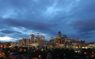 City skyline night lights clouds 2 - tall building free wallpaper