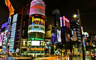 Tokyo cityscape neon lights skyscrapers - traffic free wallpaper