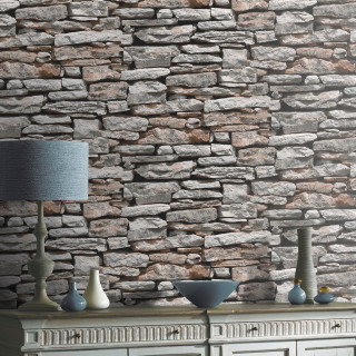 Stone wall lamp vases dresser - a lamp free wallpaper