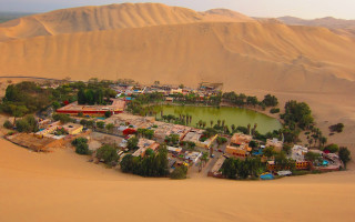 Desert village lake mountain ecological - a lake in the middle of it free wallpaper