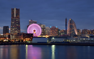 Ferriswheel cityscape night eastern architecture - the middle of a city free wallpaper
