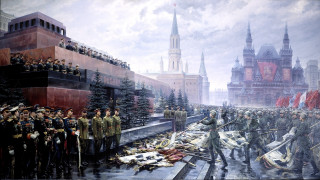 Train track group building clock - dystopian art free wallpaper