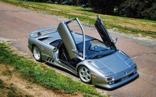Silver sports car street field - a street next free wallpaper