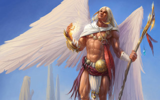 Angel wings sword staff fantasy - clint cearley free wallpaper