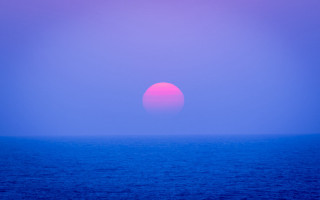 Orange sunset ocean purple horizon - vaporwave color free wallpaper