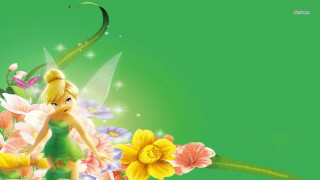 Tinkerbell cartoon flowers green background - pixar and disney animation free wallpaper