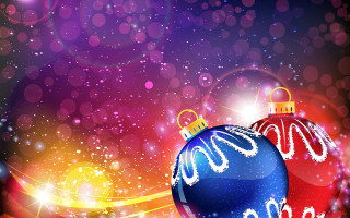 Colorful christmas ornaments bokeh night - naive art free wallpaper for desktop
