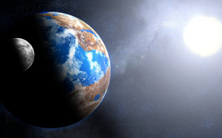 Space planet moon star sun - a bright sun in the background free wallpaper