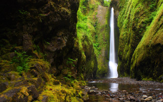 Waterfall canyon moss rocks nature - moss free wallpaper