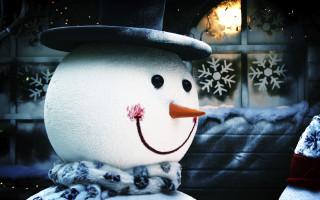 Snowman hat scarf Christmas NaiveArt - a hat and scarf free wallpaper