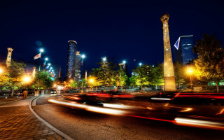 City street night traffic christmas - dr. atl free wallpaper