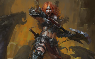 Woman sword demon outfit fantasy 2 - chris rahn free wallpaper
