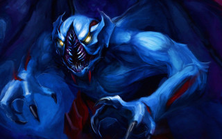 Demon yellow eyes red mouth - a black body free wallpaper