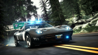 Policecar forest night highwaypatrol road - video game free wallpaper