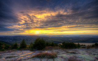 Sunset mountain lake clouds trees - asher brown durand free wallpaper